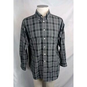 VTG Turnbury Plaid Shirt Button Down Men's Size XL 34 Black Plaid Long Sleeve